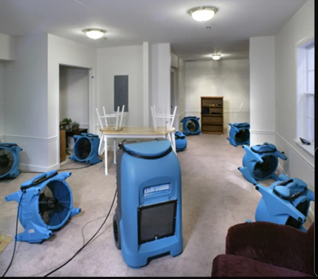 Air movers and dehumidifier setup for Water Extraction & Removal in Sedalia